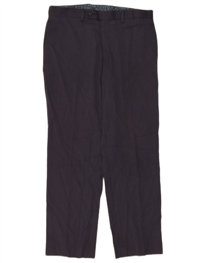 Pantaloni da abito dritti da uomo Ralph Lauren W33 L30 poliestere blu navy