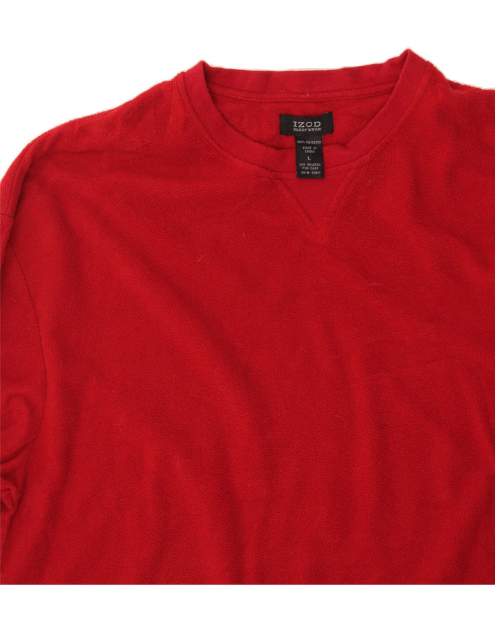 IZOD Mens Sleepwear Fleece Top Long Sleeve Large Red Polyester Vintage Izod and Second-Hand Izod from Messina Hembry 