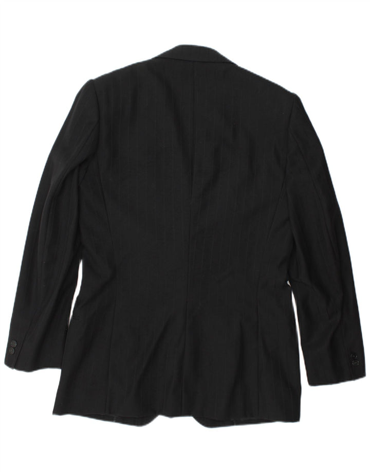 Giacca blazer vintage da uomo a 2 bottoni UK 36 piccola a righe nere