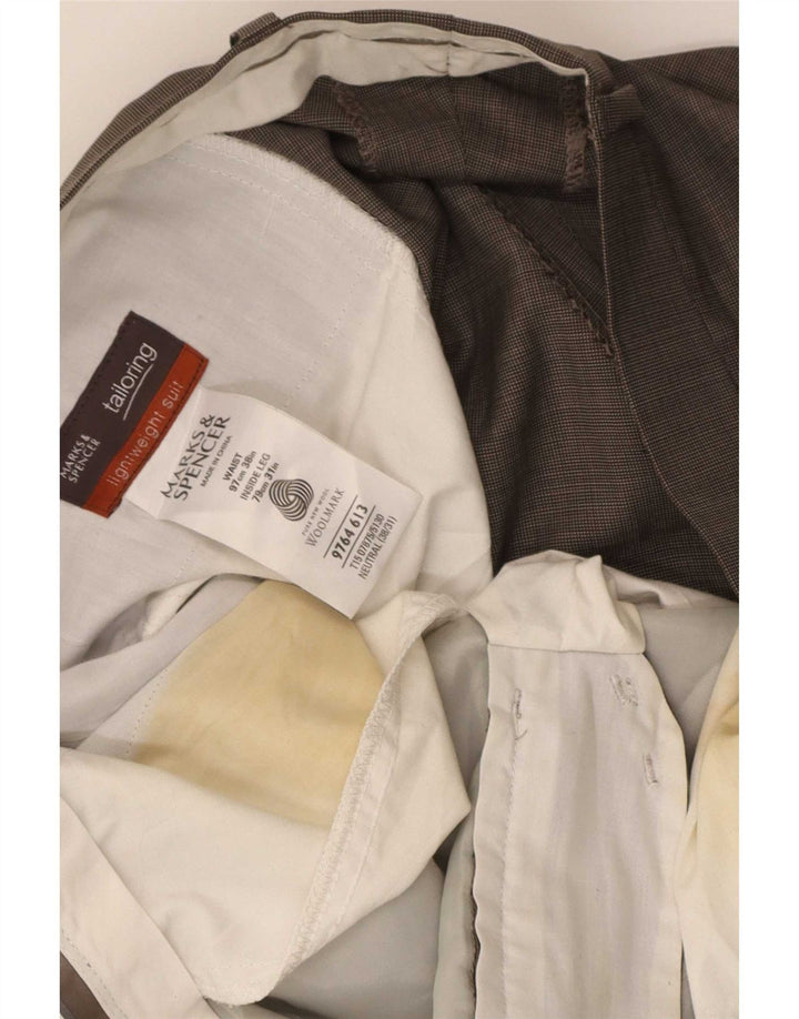 Pantaloni da abito dritti da uomo Marks & Spencer W38 L31 lana vergine grigia