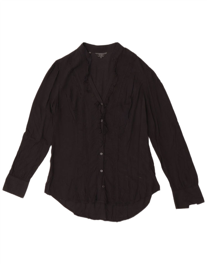 Guess Camicia Camicetta da Donna UK 14 Grande Nera