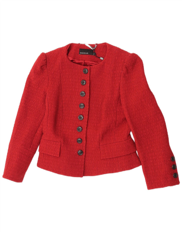 Giacca blazer corta da donna Karen Millen UK 12 Poliammide medio bordeaux