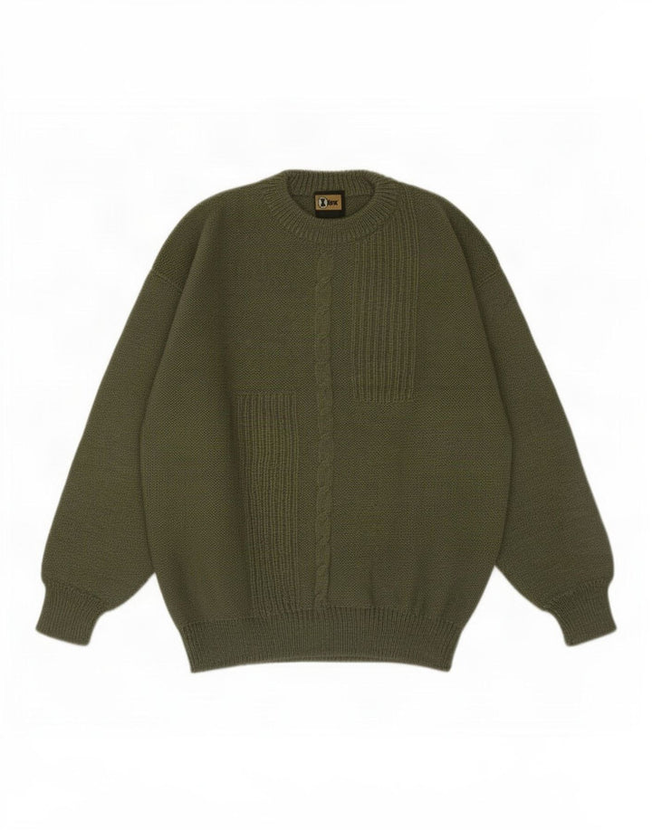 Maglione vintage da uomo girocollo IT 50 verde medio