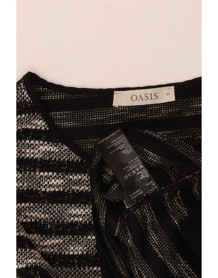 Top da donna a maniche lunghe Oasis UK 12 Poliestere a righe nere medie
