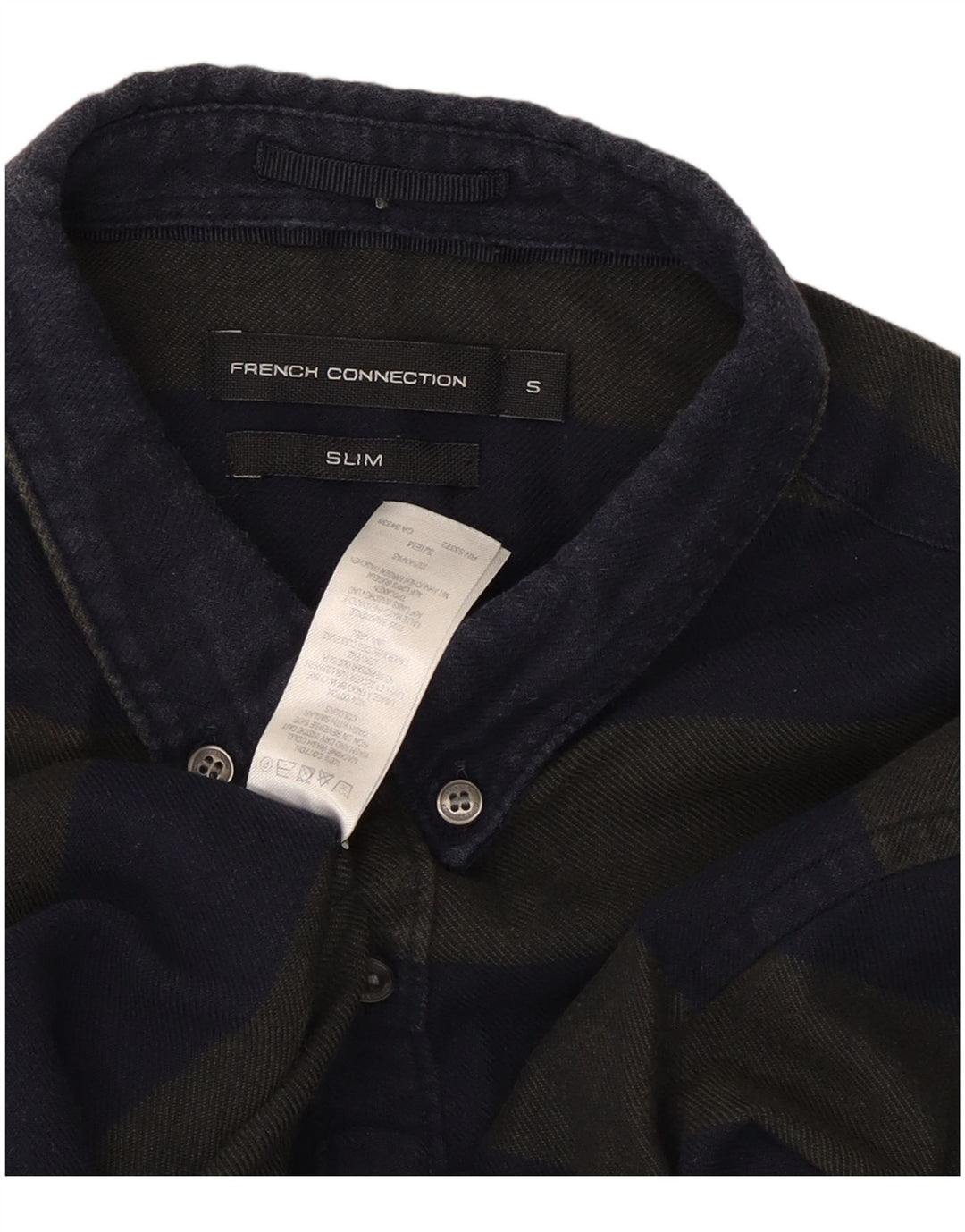Camicia slim da uomo in flanella French Connection piccola in cotone a righe blu navy