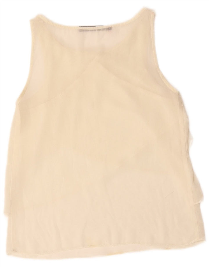 ZARA Camicetta Senza Maniche da Donna UK 10 Small Bianco Sporco