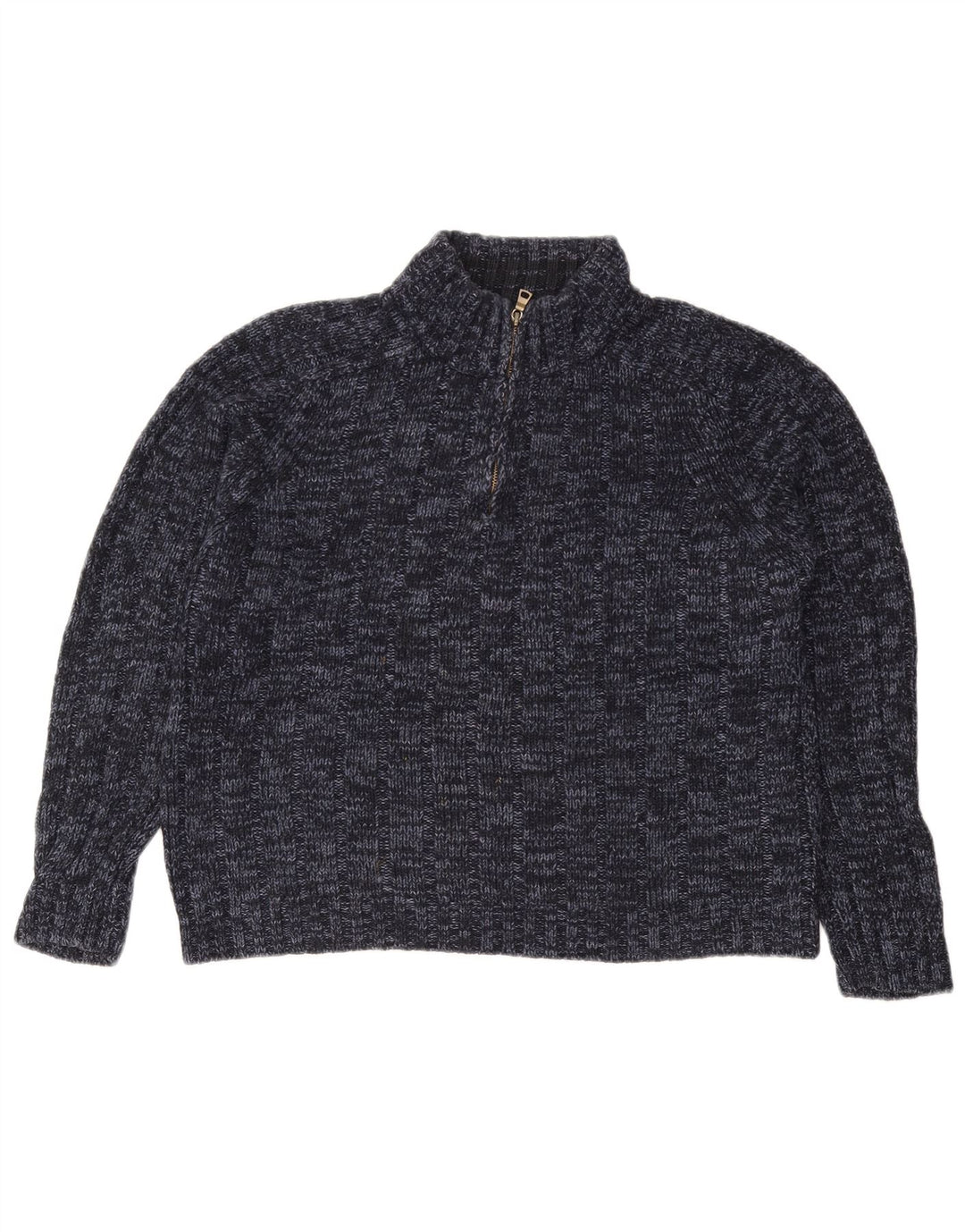 MARKS & SPENCER maglione da donna con collo con zip UK 16 grande blu navy