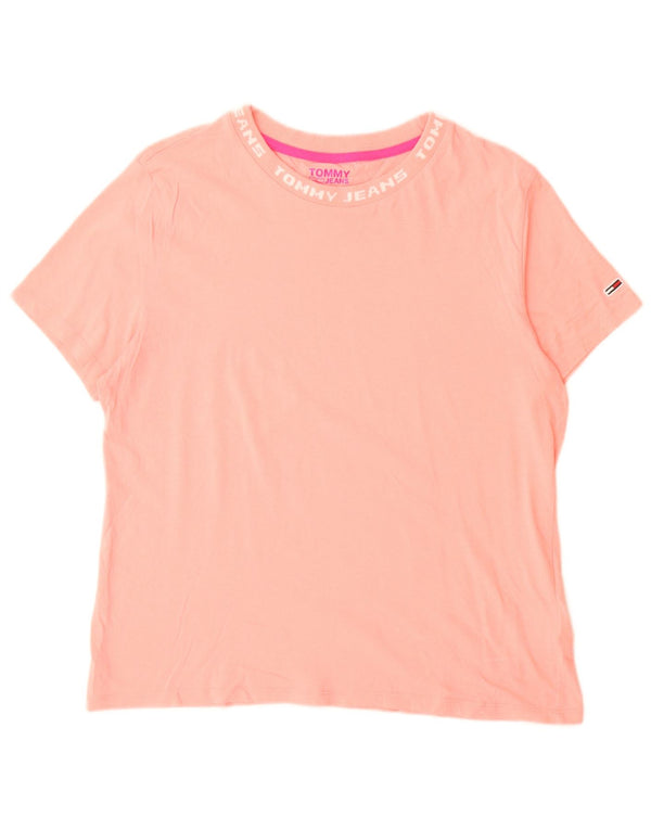 T-shirt grafica da donna Tommy Hilfiger Top UK 18 XL cotone rosa