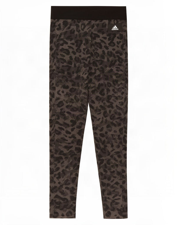 Leggings corti Adidas da donna UK 8/10 Piccola stampa animalier grigia