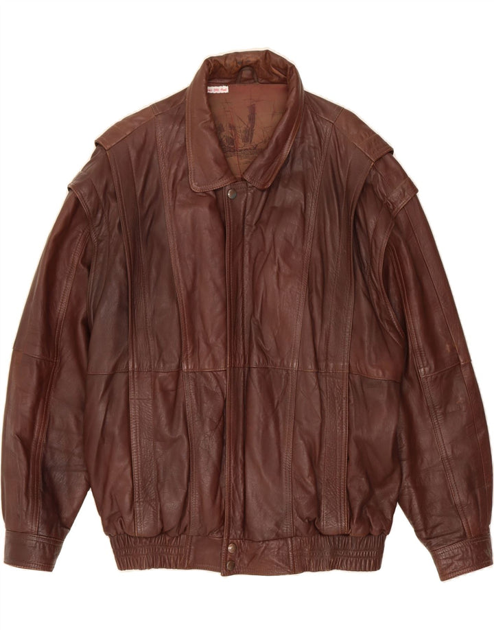 VINTAGE Mens Leather Jacket UK 40 Large Brown Leather Vintage Vintage and Second-Hand Vintage from Messina Hembry 
