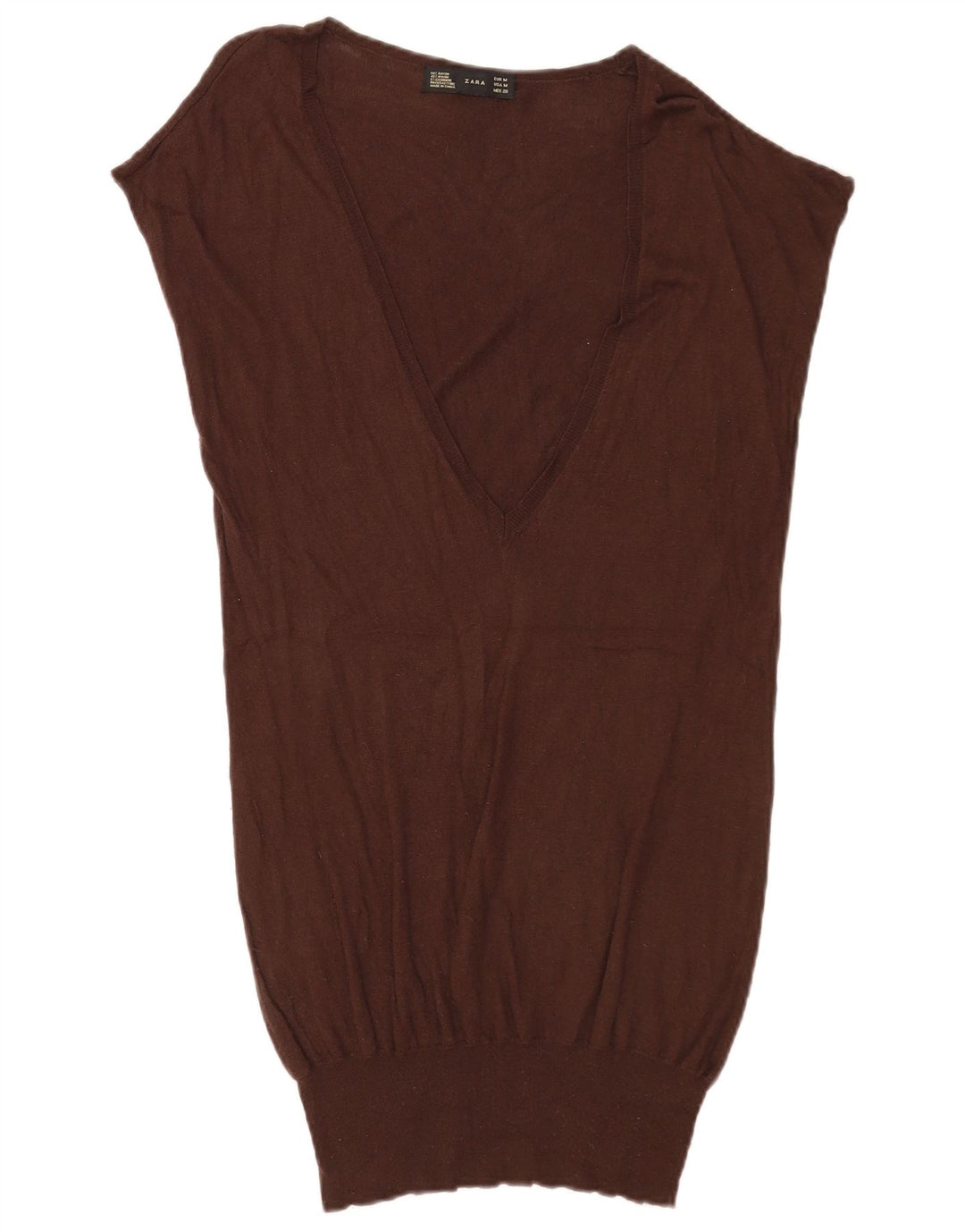 Canotta lunga da donna Zara, in rayon marrone medio