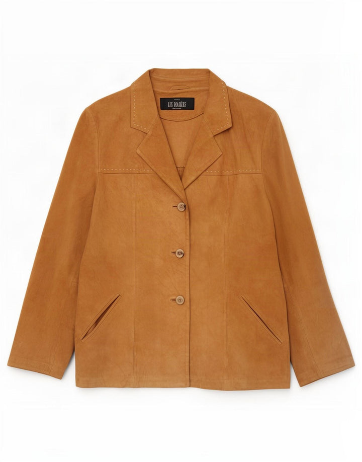 Giacca in pelle scamosciata da donna Les Marees IT 44 Pelle beige medio