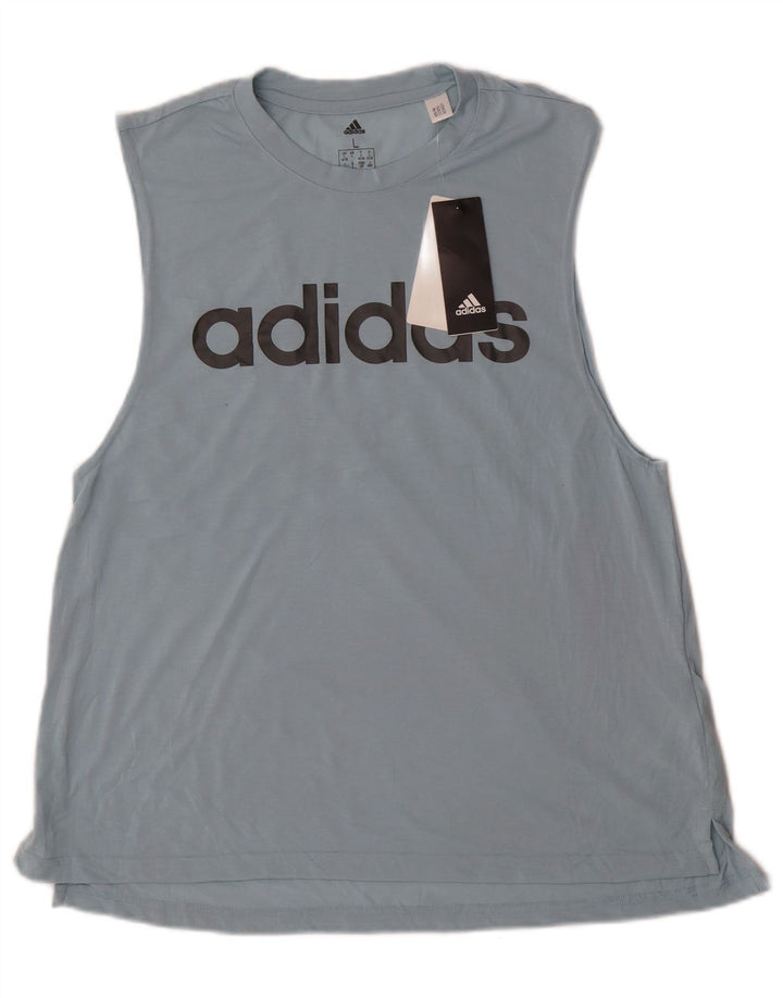 Canotta grafica da donna Adidas UK 16/18 Large Blu Poliestere Sport