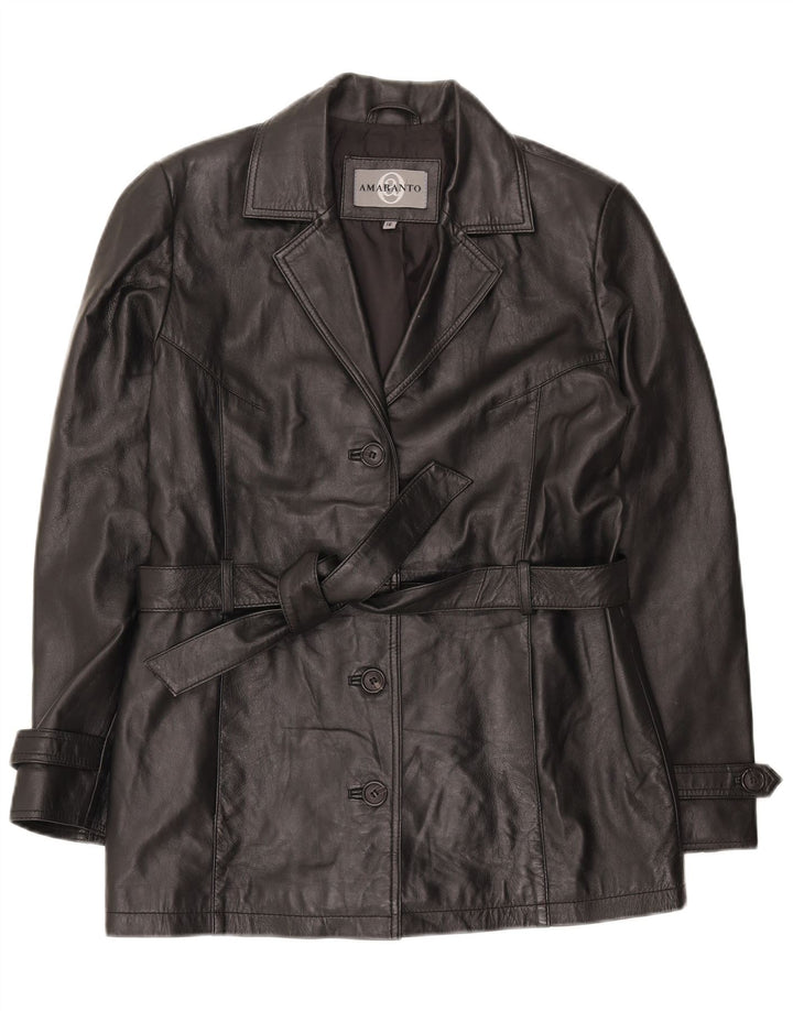 AMARANTO Womens Leather Jacket UK 16 Large  Black Leather