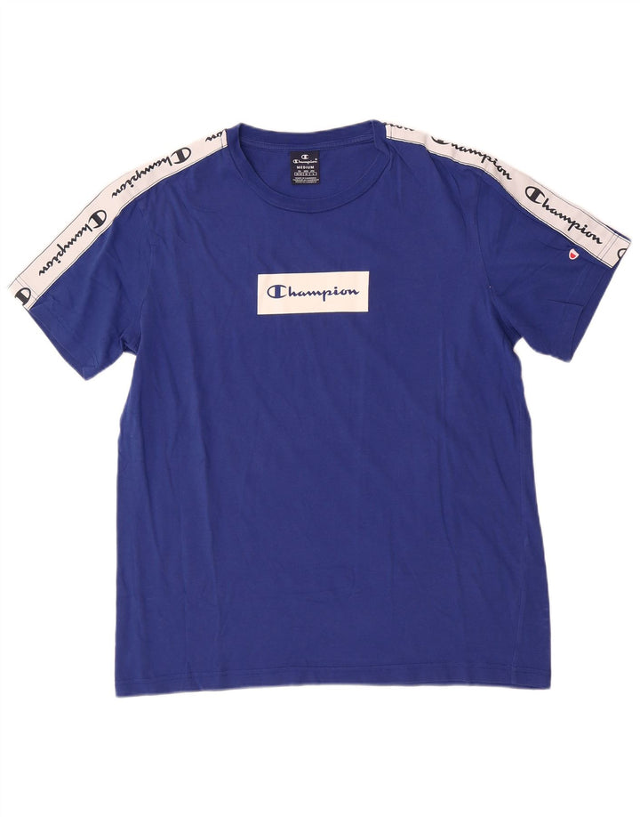 T-shirt grafica da uomo Champion Top blu medio color block