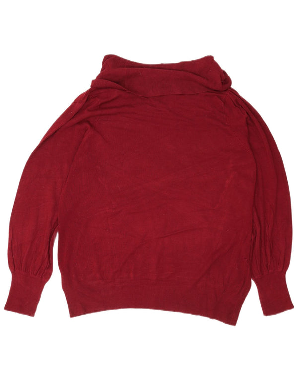 Maglione maglione a collo alto da donna Marks & Spencer UK 20 2XL Viscosa bordeaux
