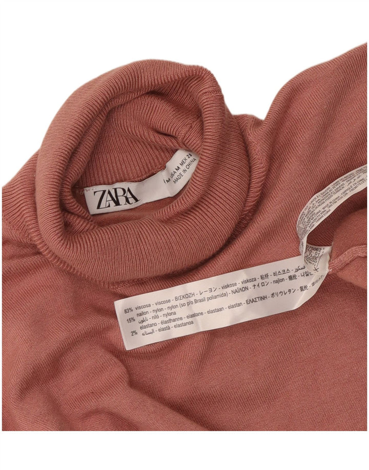 Maglione maglione a collo alto da donna Zara UK 12 Viscosa rosa medio