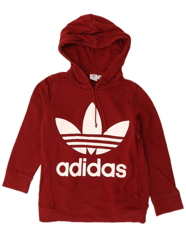 Felpa con cappuccio grafica da donna Adidas UK 14 grande cotone rosso