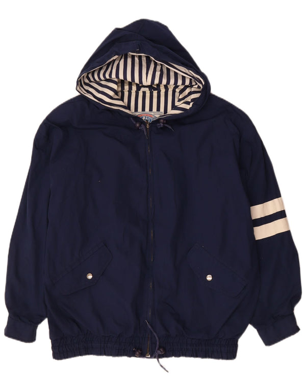 Giacca a vento grafica vintage da uomo UK 42 XL Blu navy color block
