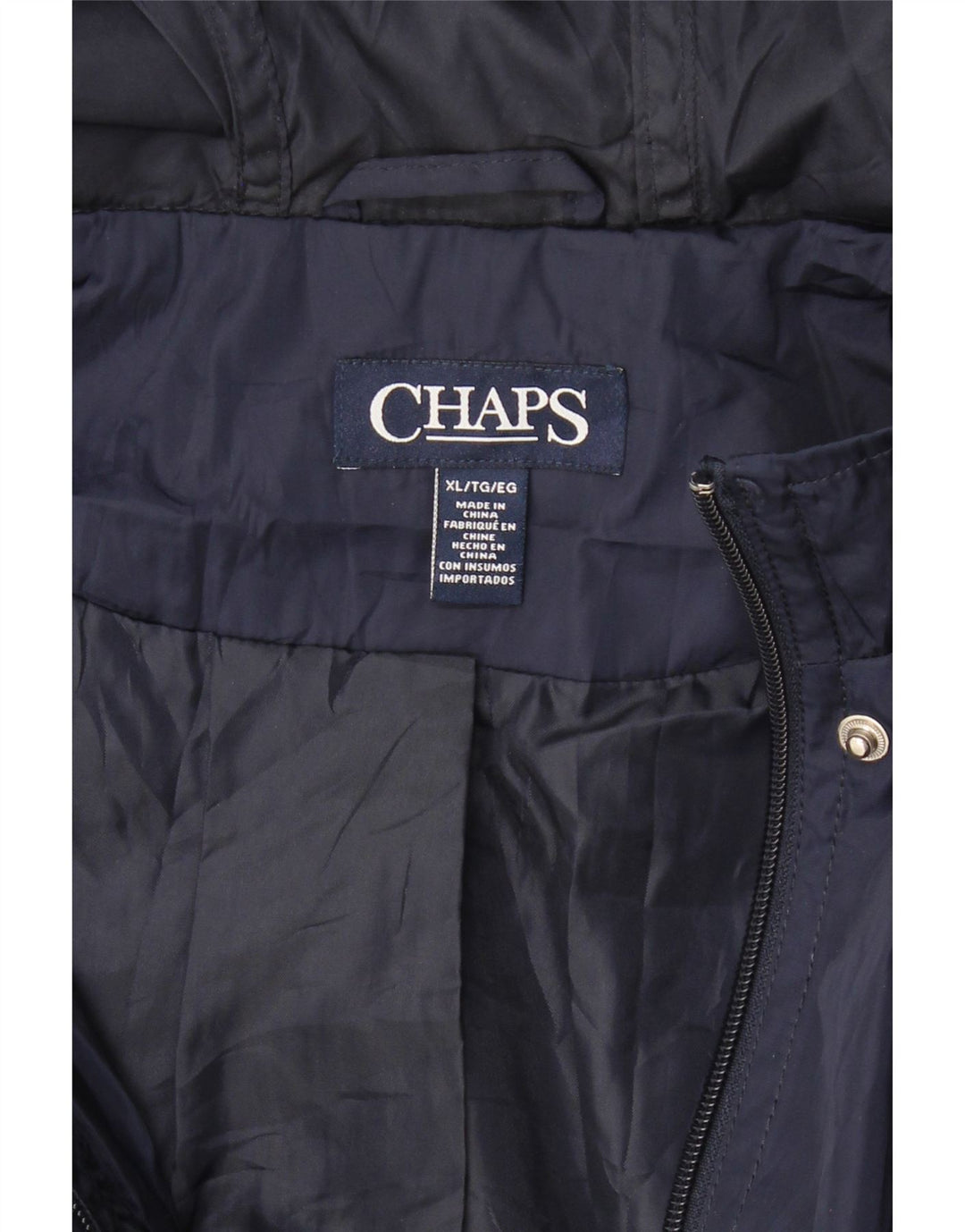 CHAPS Womens Hooded Rain Jacket UK 18 XL Navy Blue Polyester Vintage Chaps and Second-Hand Chaps from Messina Hembry 