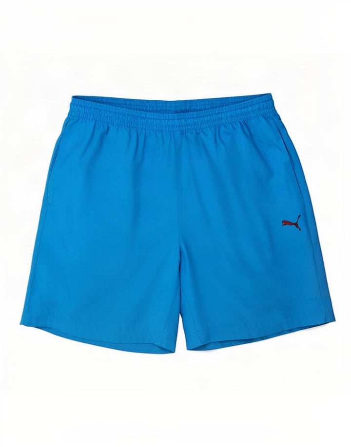Pantaloncini sportivi grafici da uomo Puma in poliestere blu medio