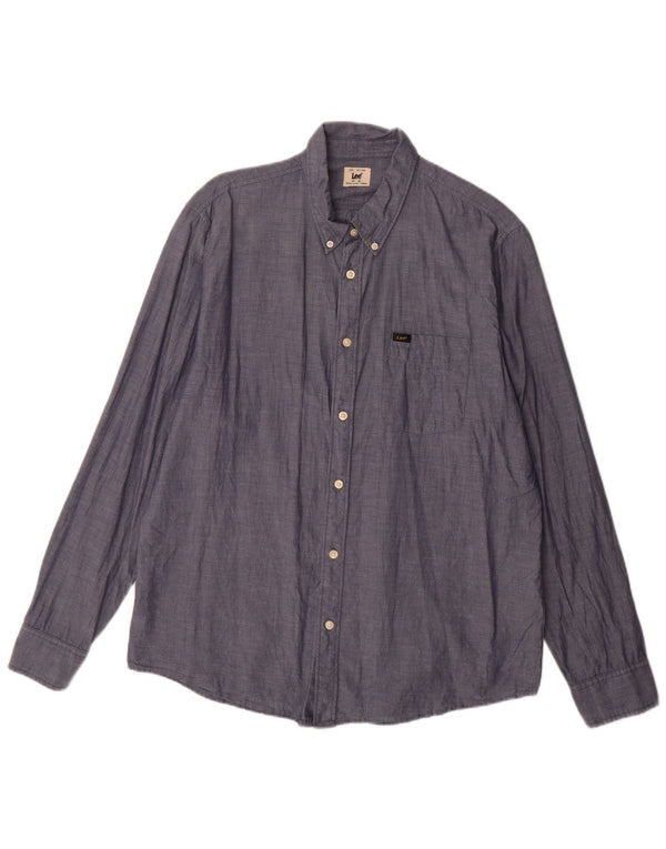 Camicia da uomo Lee XL in cotone blu navy