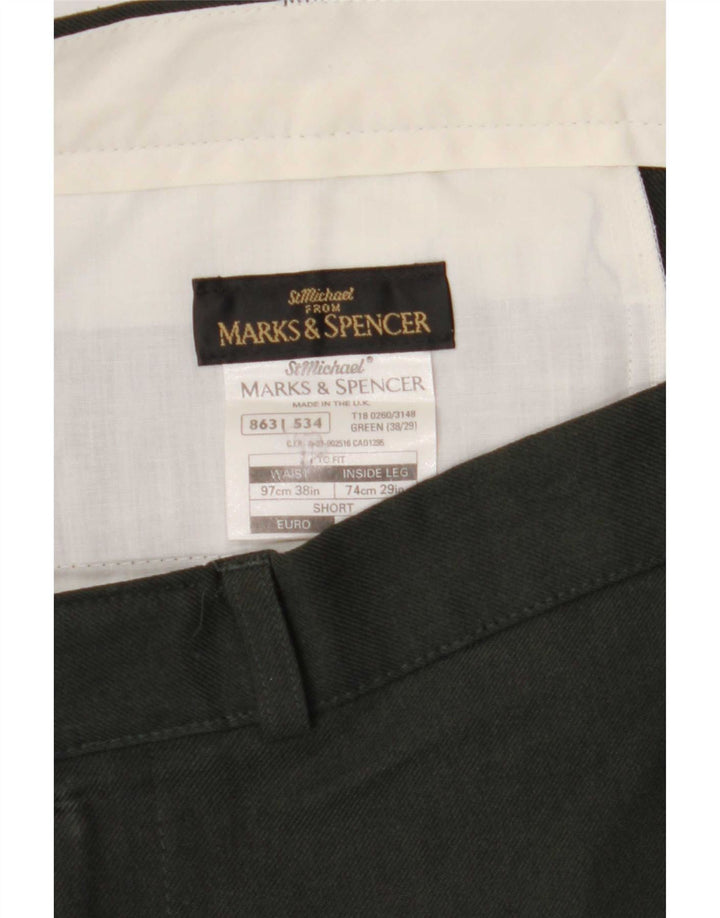Pantaloni chino dritti da uomo Marks & Spencer W38 L29 poliestere verde