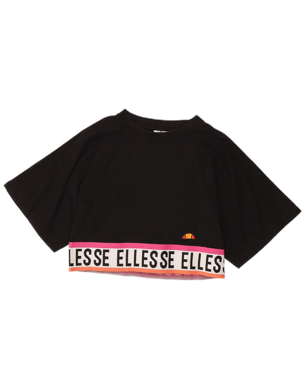 T-shirt grafica da donna Ellesse Heritage Top UK 10 Small Black Colourblock
