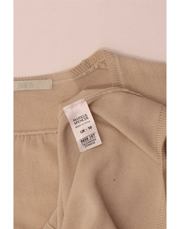 Maglione cardigan da donna Marks & Spencer UK 10 piccolo acrilico beige