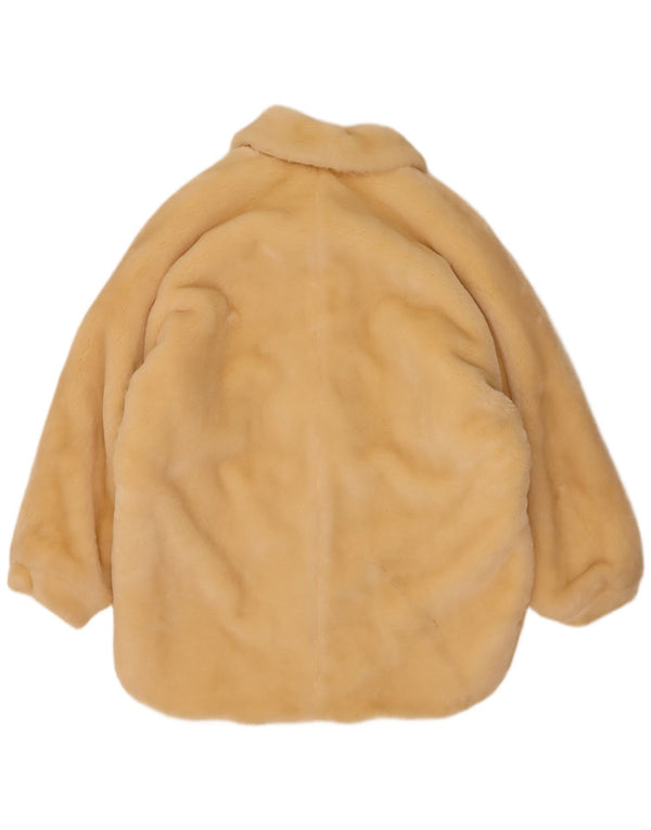 Vintage Womens Oversized Faux Fur Overcoat EU 40 Medium Beige Modacryl