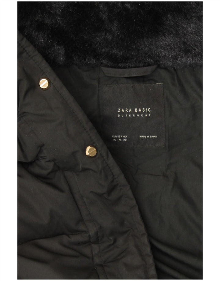 Cappotto imbottito con cappuccio da donna ZARA UK 18 XL Nero