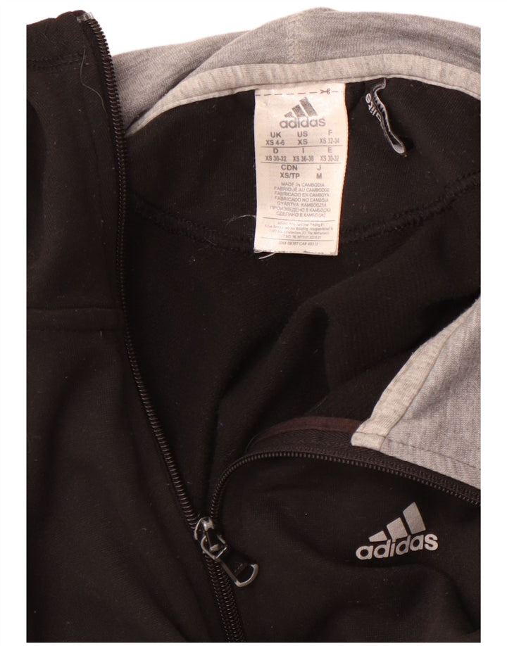 Felpa con cappuccio e zip ADIDAS da donna Climalite UK 4/6 XS poliestere nero