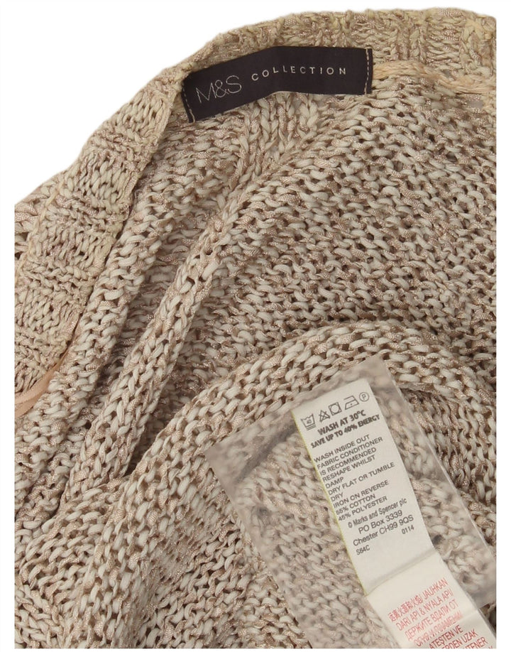 Maglione cardigan aperto con maniche a 3/4 Marks & Spencer da donna UK 8 piccolo Beige