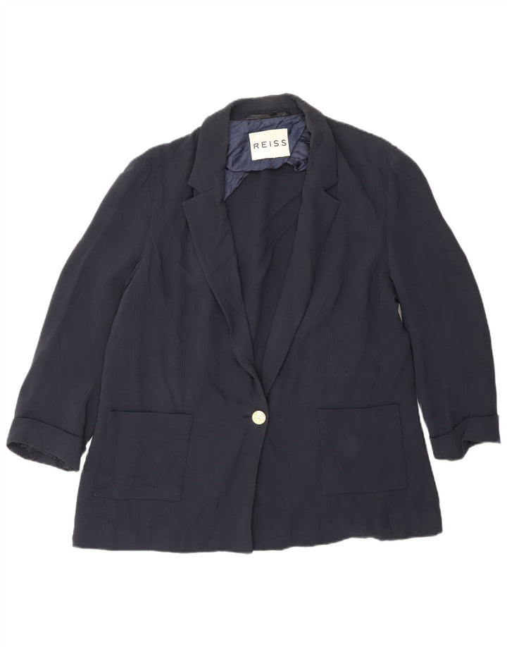 Giacca blazer da donna Reiss con maniche a 3/4 e 1 bottone, UK 16, grande, blu navy