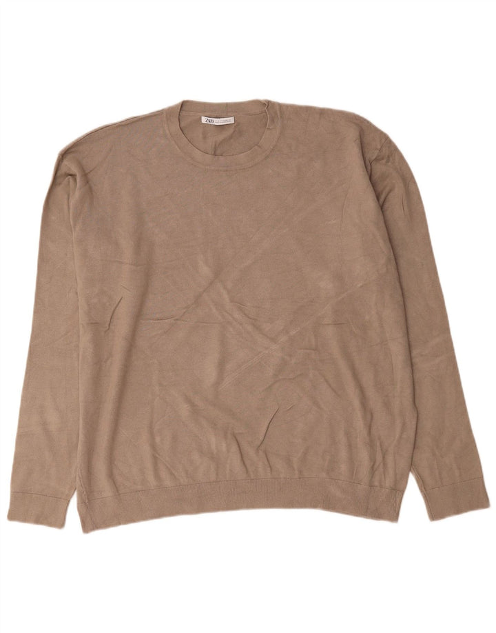 Maglione Zara da uomo girocollo XL in viscosa grigia