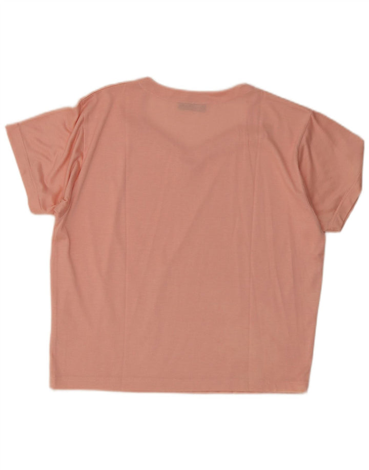 T-shirt vintage da donna Top UK 14 viscosa rosa medio