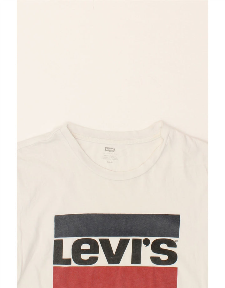 LEVI'S Mens Graphic T-Shirt Top Medium White Vintage Levi's and Second-Hand Levi's from Messina Hembry 