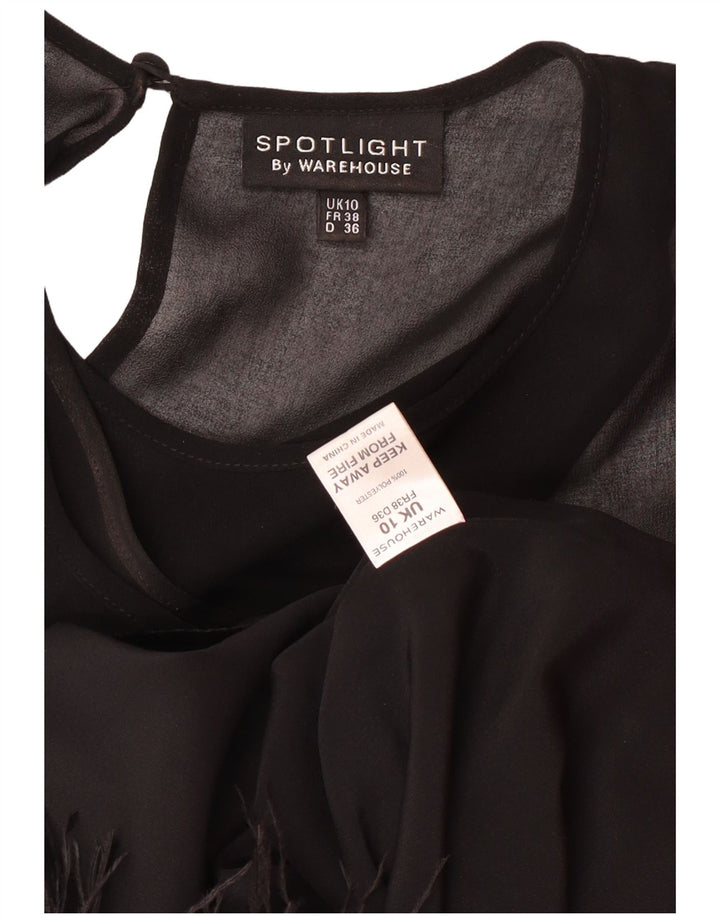 Abito Charleston senza maniche da donna Warehouse UK 10 piccolo poliestere nero