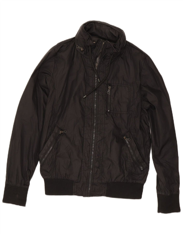Giubbotto bomber con cappuccio da uomo Zara UK 38 nylon nero medio