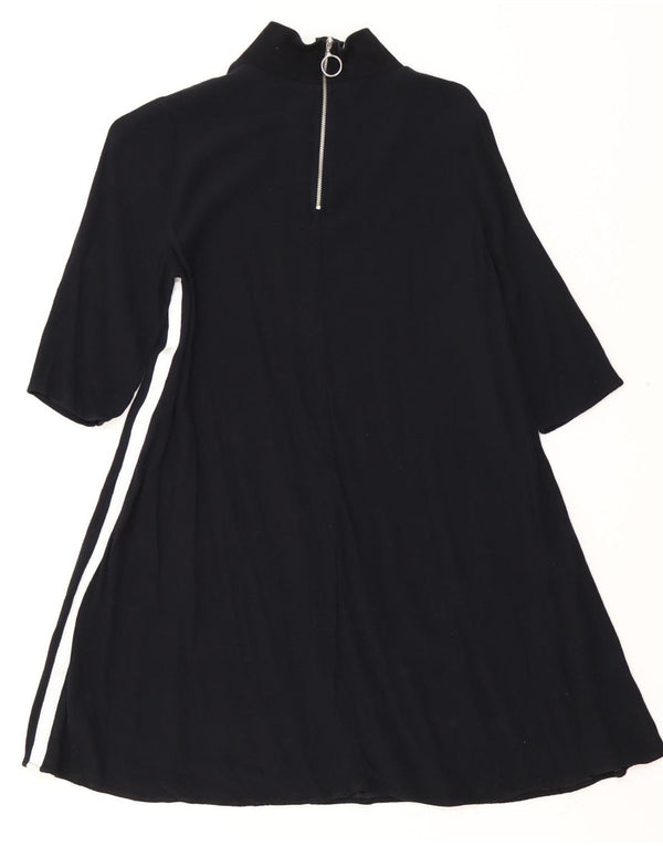 Zara Womens Loose Fit 3/4 Sleeve A-Line Dress UK 10 Small Black Viscose