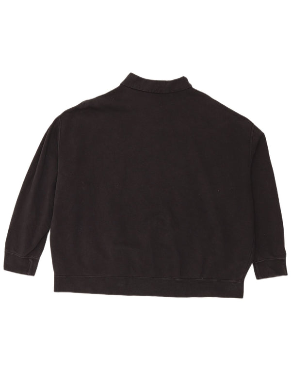 Felpa da donna oversize con collo e zip Nike, maglione, UK 16, grande, cotone nero