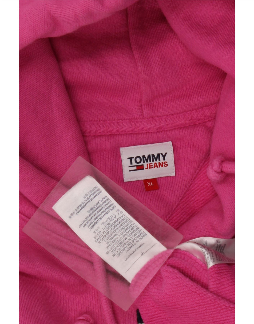 TOMMY HILFIGER Felpa con cappuccio da donna UK 18 XL Cotone rosa