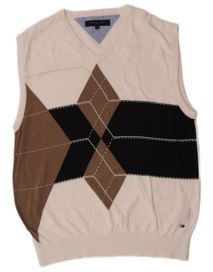 Canottiera da uomo Tommy Hilfiger Canotta media bianca a rombi/diamante in cotone