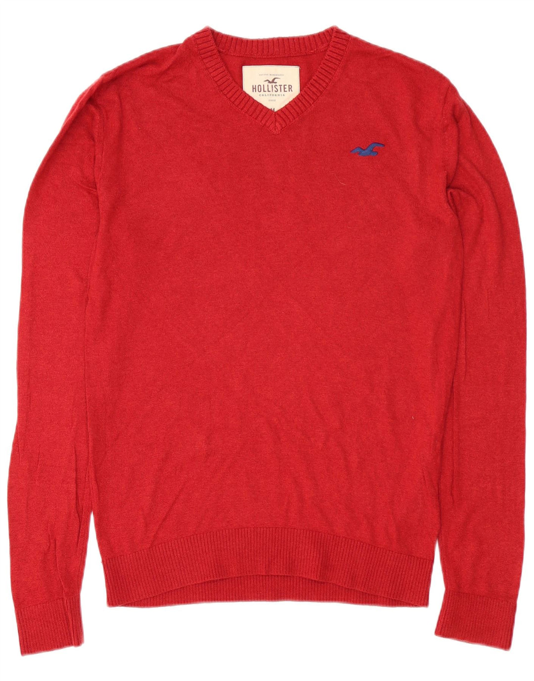 Maglione Hollister da uomo con scollo a V in cotone rosso medio