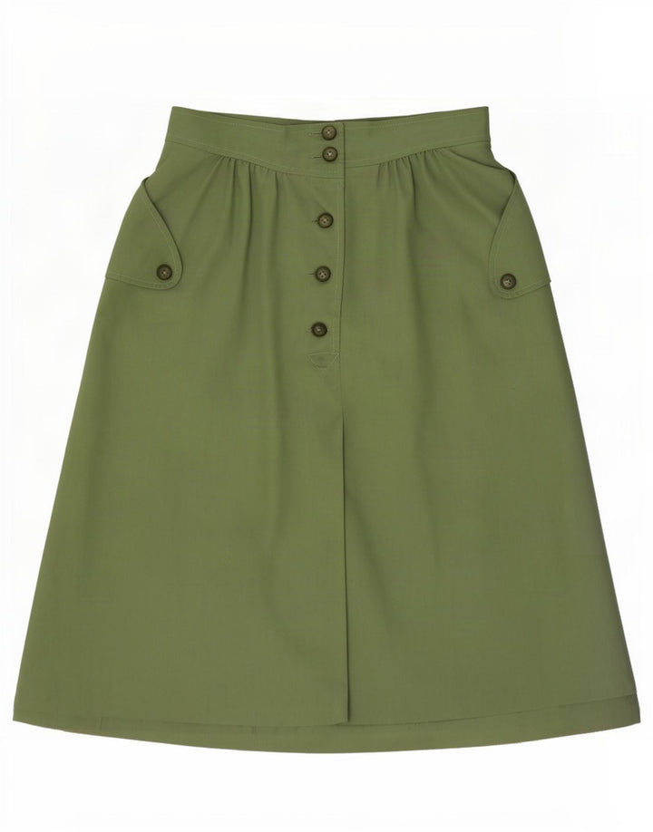 Gonna a trapezio da donna vintage piccola W26 poliestere verde