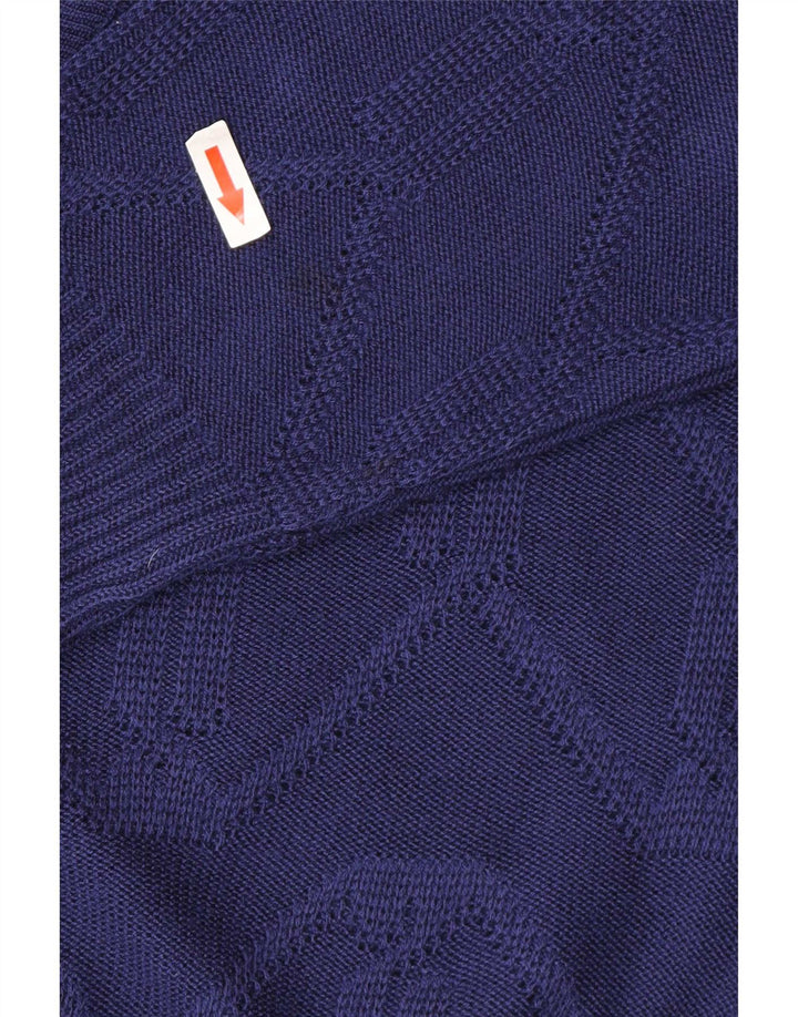 Maglione cardigan da donna vintage EU 38/40 Poliacrilico Chevron blu medio