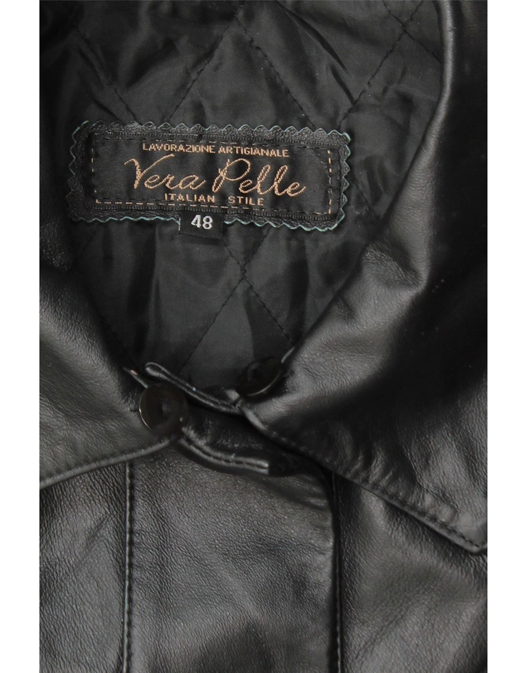 Cappotto in pelle vintage da donna IT 48 XL in pelle nera