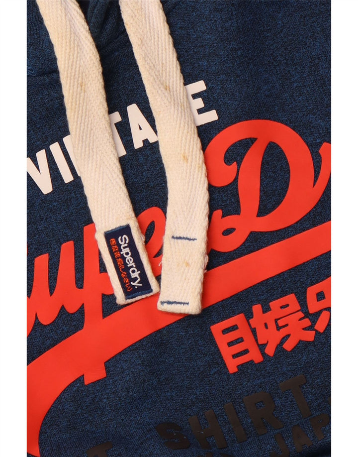 Felpa con cappuccio grafica da uomo SUPERDRY XS blu poliestere