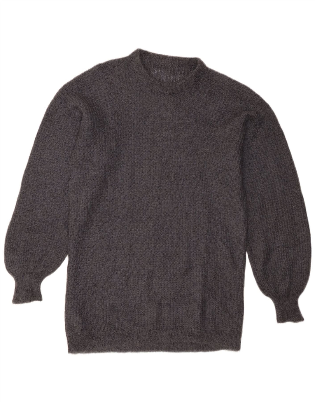 Maglione maglione girocollo da donna vintage UK 16 grande grigio