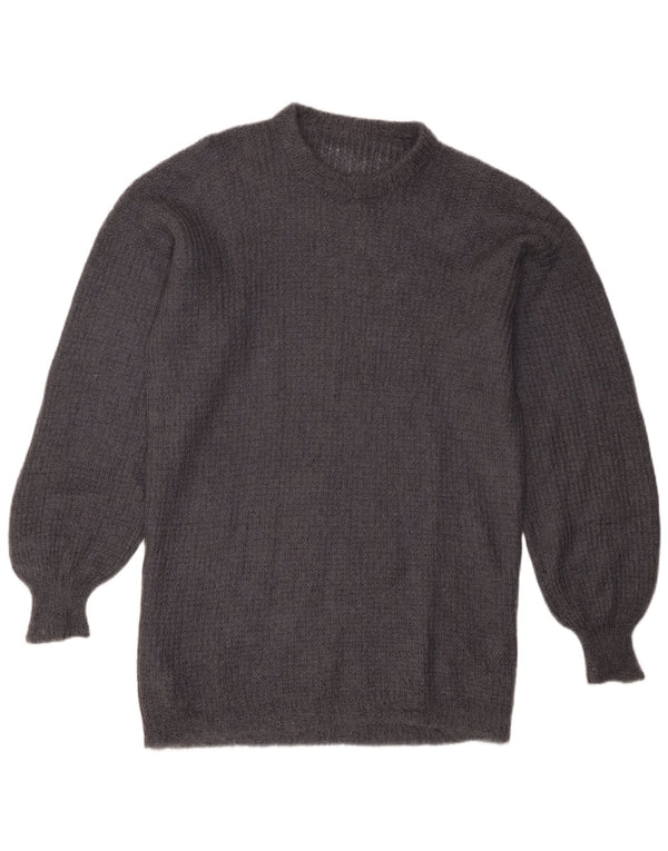 Maglione maglione girocollo da donna vintage UK 16 grande grigio